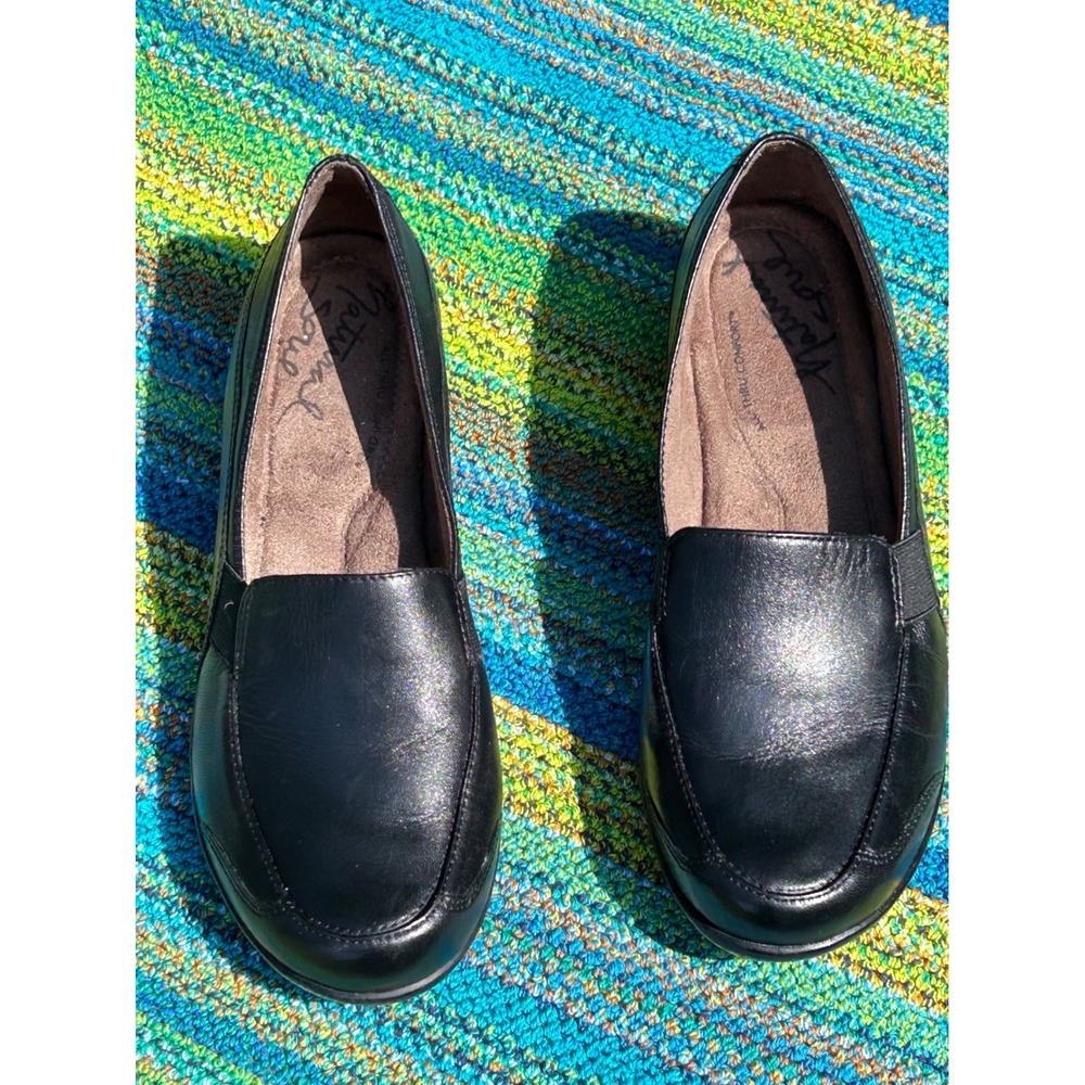 Natural Soul Naturalizer Black Leather Loafers All-Thru Comfort Shoes Womens 7M